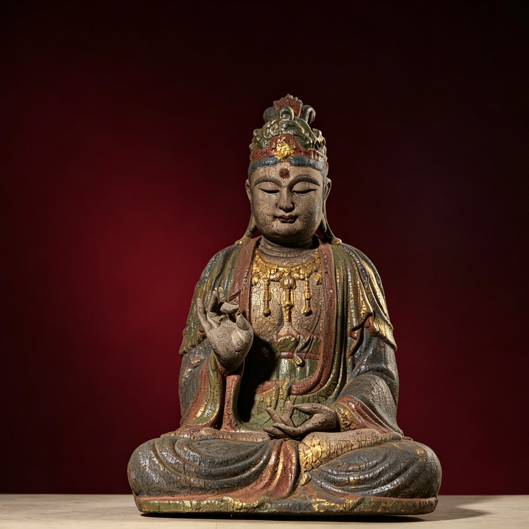 Wholesale 35cm Hand-Carved Wooden Guanyin Statue, Vintage Buddha Sculpture for Home & Zen Decor