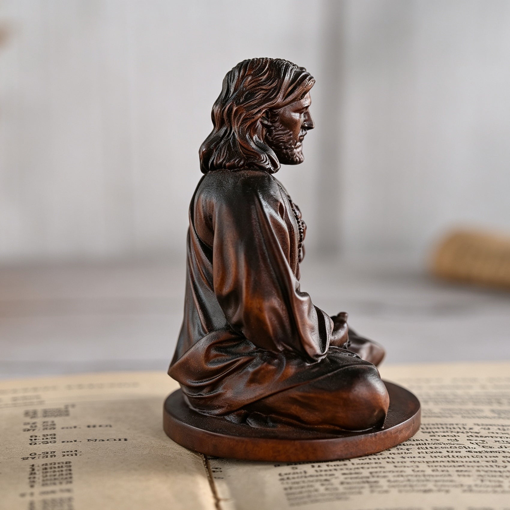 Hand Carved Jesus Sacred Heart Wooden Statue, Vintage Christian Religious Figurine, Meditation Home Decor, Spiritual Devotional Giftving, rustic Jesus sculpture, Catholic devotional item, faith