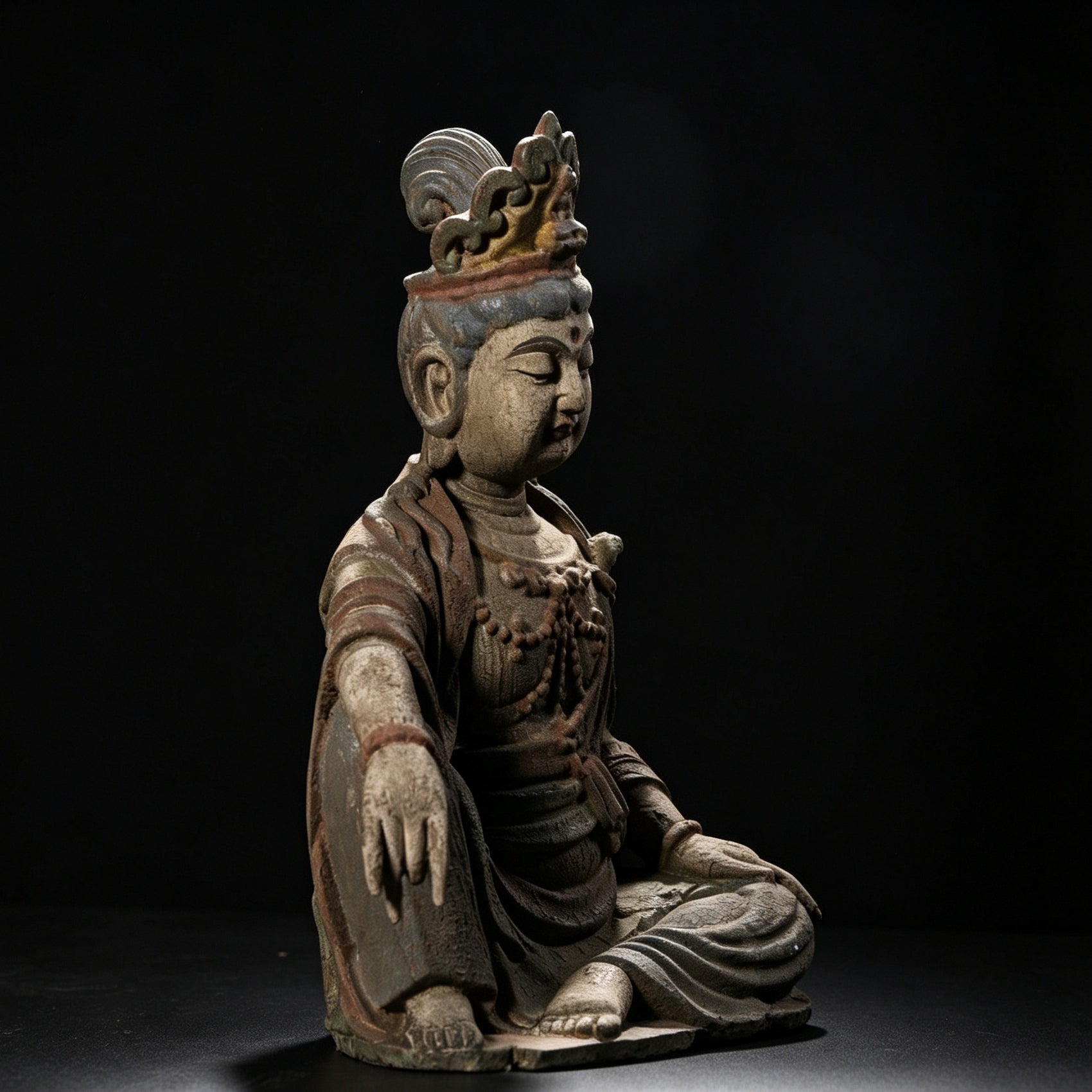 Wholesale 35cm Hand-Carved Wooden Guanyin Statue, Vintage Buddha Sculpture for Home & Zen Decor