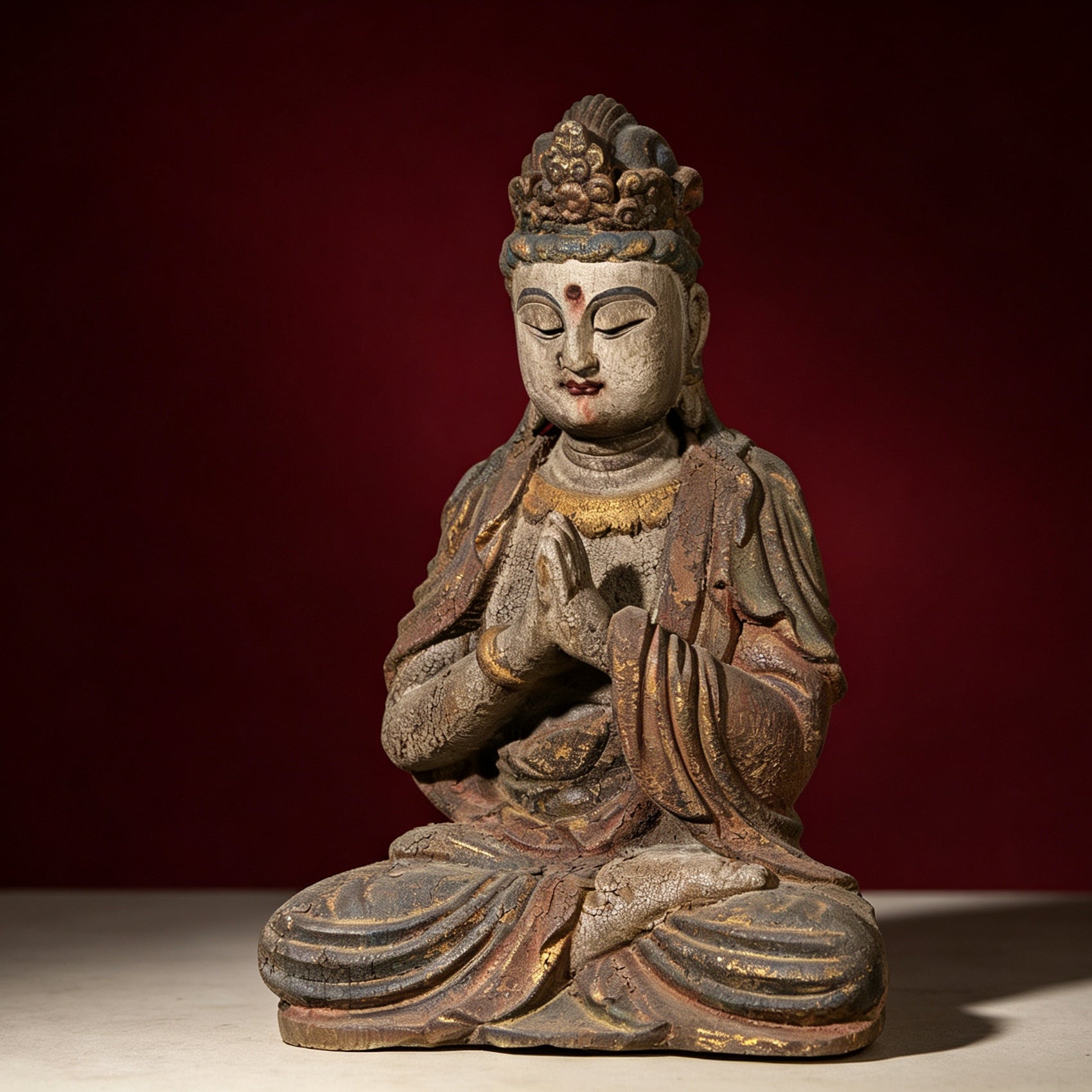 Wholesale 35cm Hand-Carved Wooden Guanyin Statue, Vintage Buddha Sculpture for Home & Zen Decor