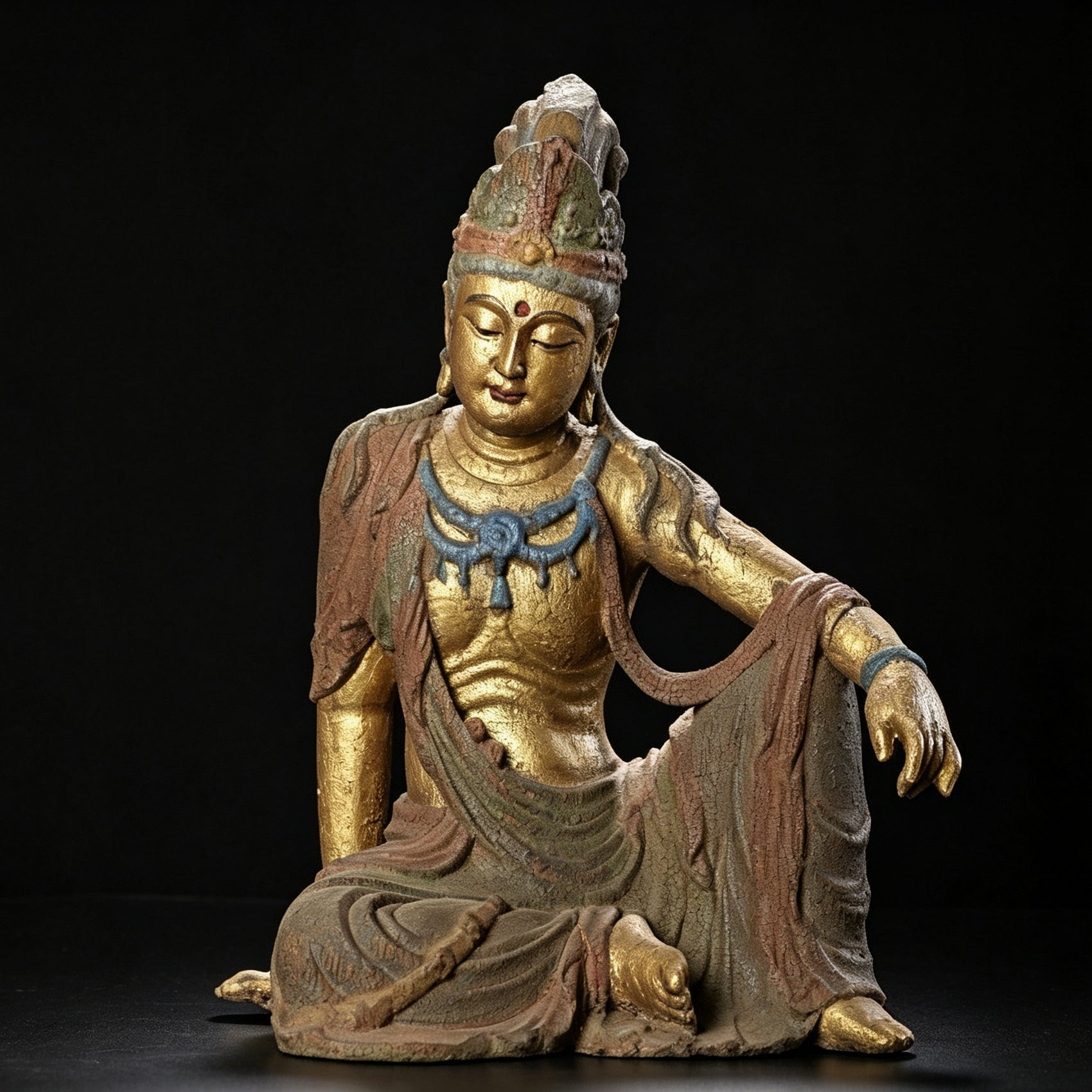 Wholesale 35cm Hand-Carved Wooden Guanyin Statue, Vintage Buddha Sculpture for Home & Zen Decor