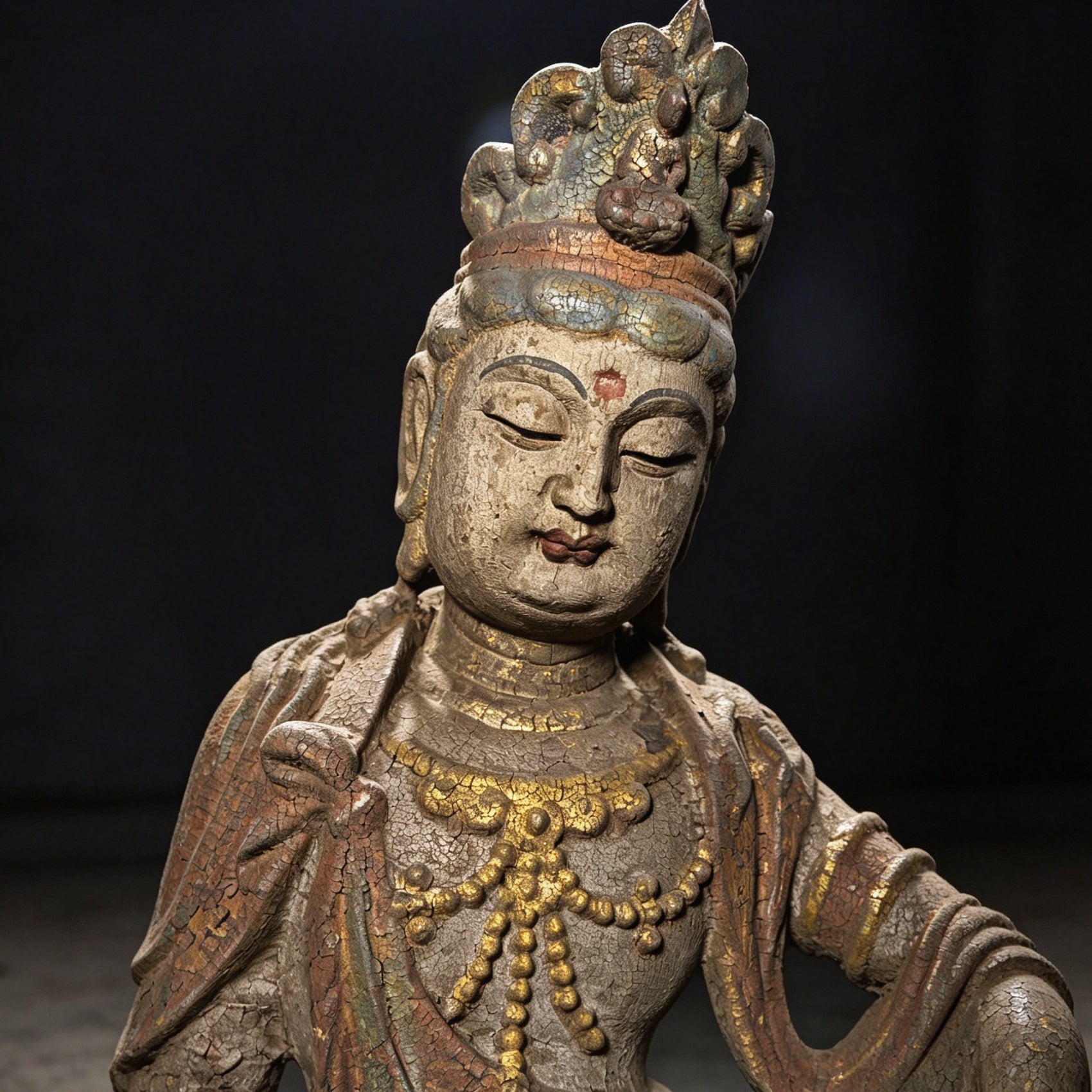 Wholesale 35cm Hand-Carved Wooden Guanyin Statue, Vintage Buddha Sculpture for Home & Zen Decor