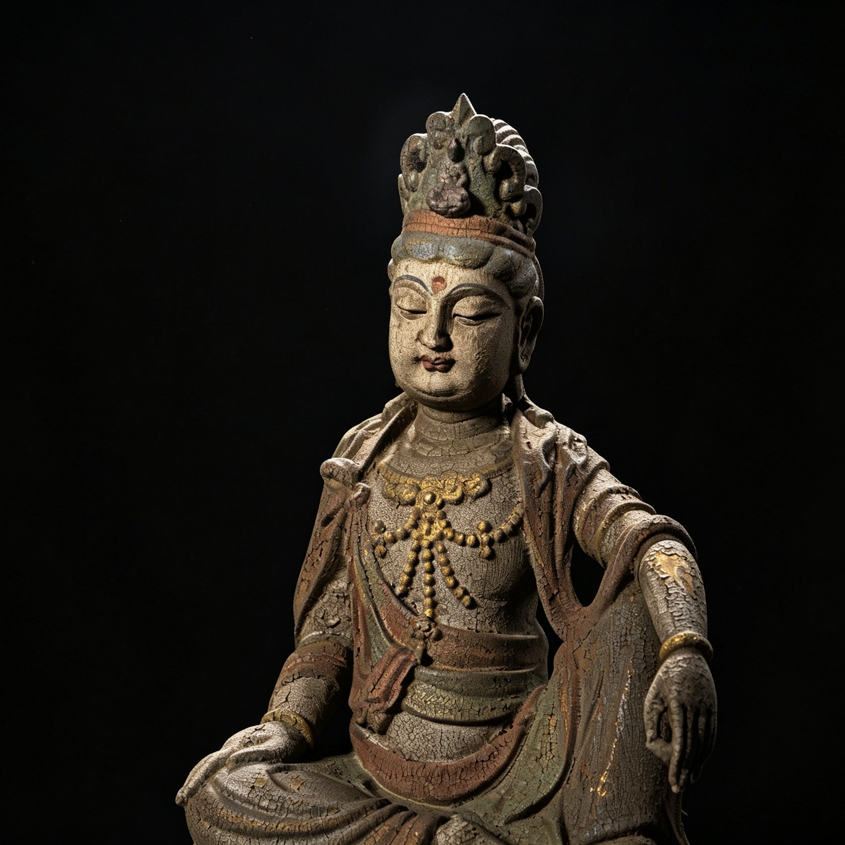 Wholesale 35cm Hand-Carved Wooden Guanyin Statue, Vintage Buddha Sculpture for Home & Zen Decor