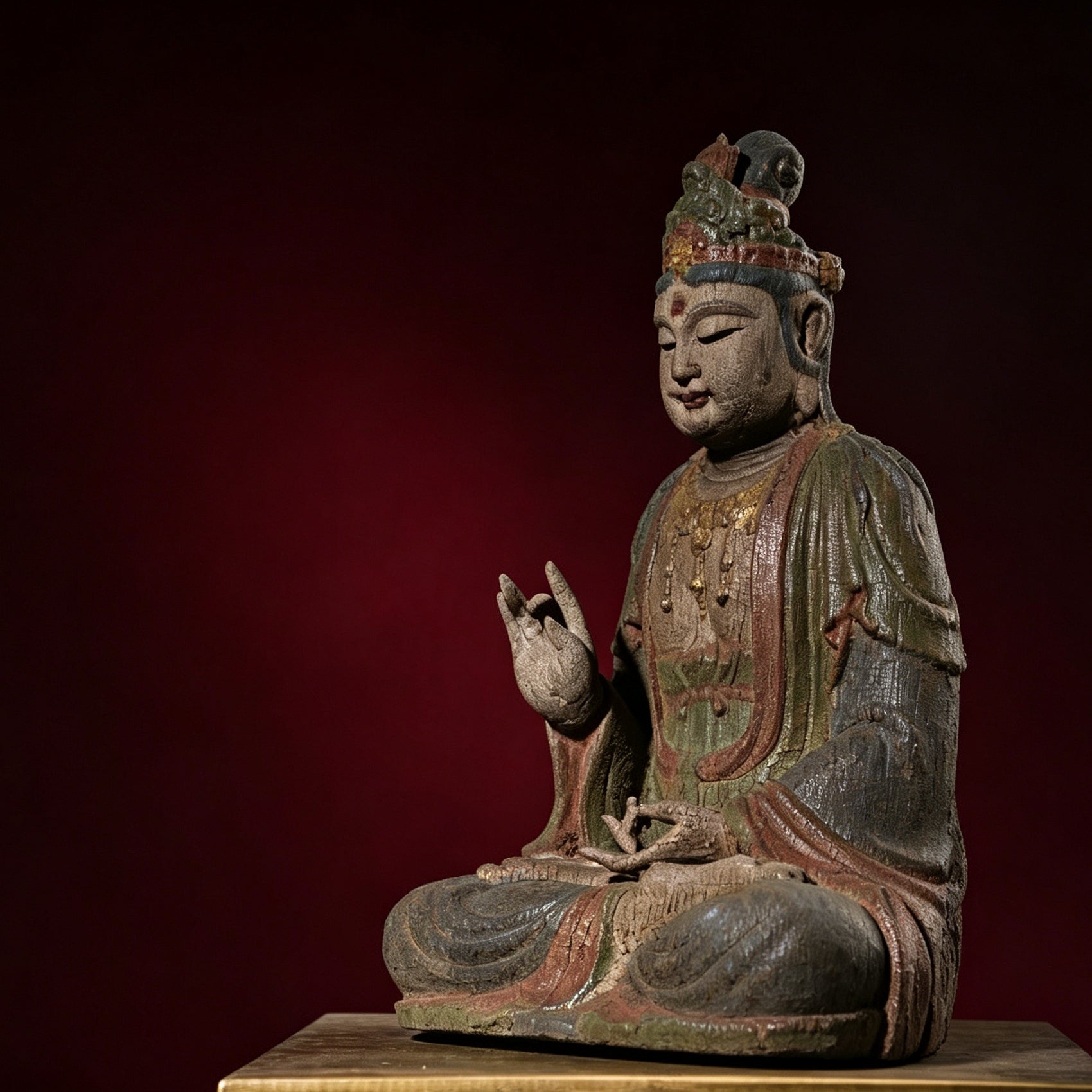 Wholesale 35cm Hand-Carved Wooden Guanyin Statue, Vintage Buddha Sculpture for Home & Zen Decor