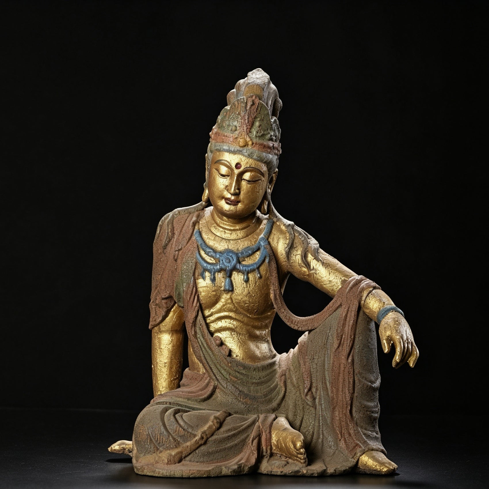 Wholesale 35cm Hand-Carved Wooden Guanyin Statue, Vintage Buddha Sculpture for Home & Zen Decor