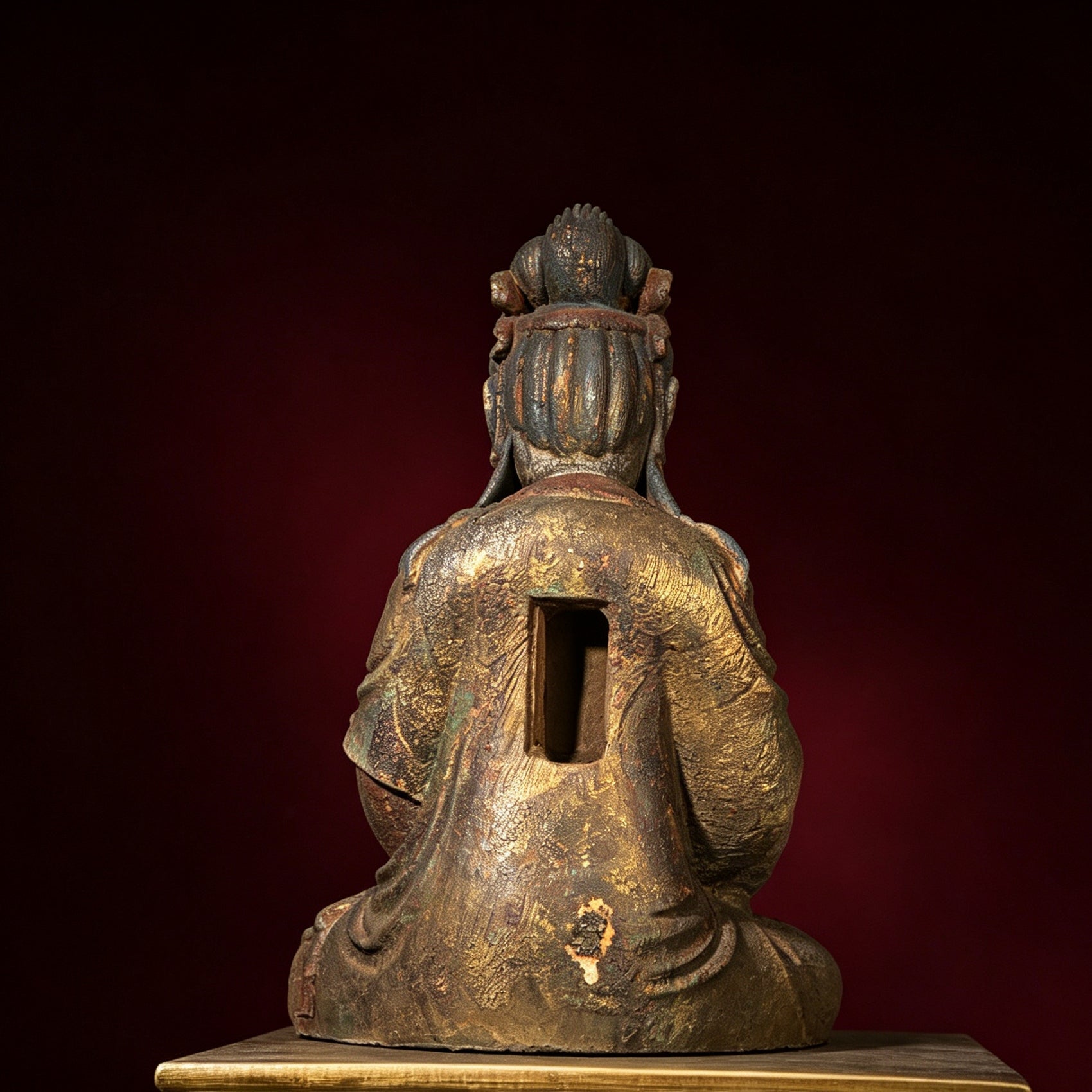 Wholesale 35cm Hand-Carved Wooden Guanyin Statue, Vintage Buddha Sculpture for Home & Zen Decor