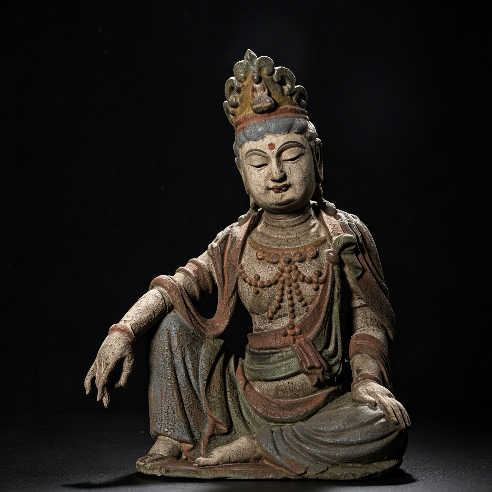 Wholesale 35cm Hand-Carved Wooden Guanyin Statue, Vintage Buddha Sculpture for Home & Zen Decor