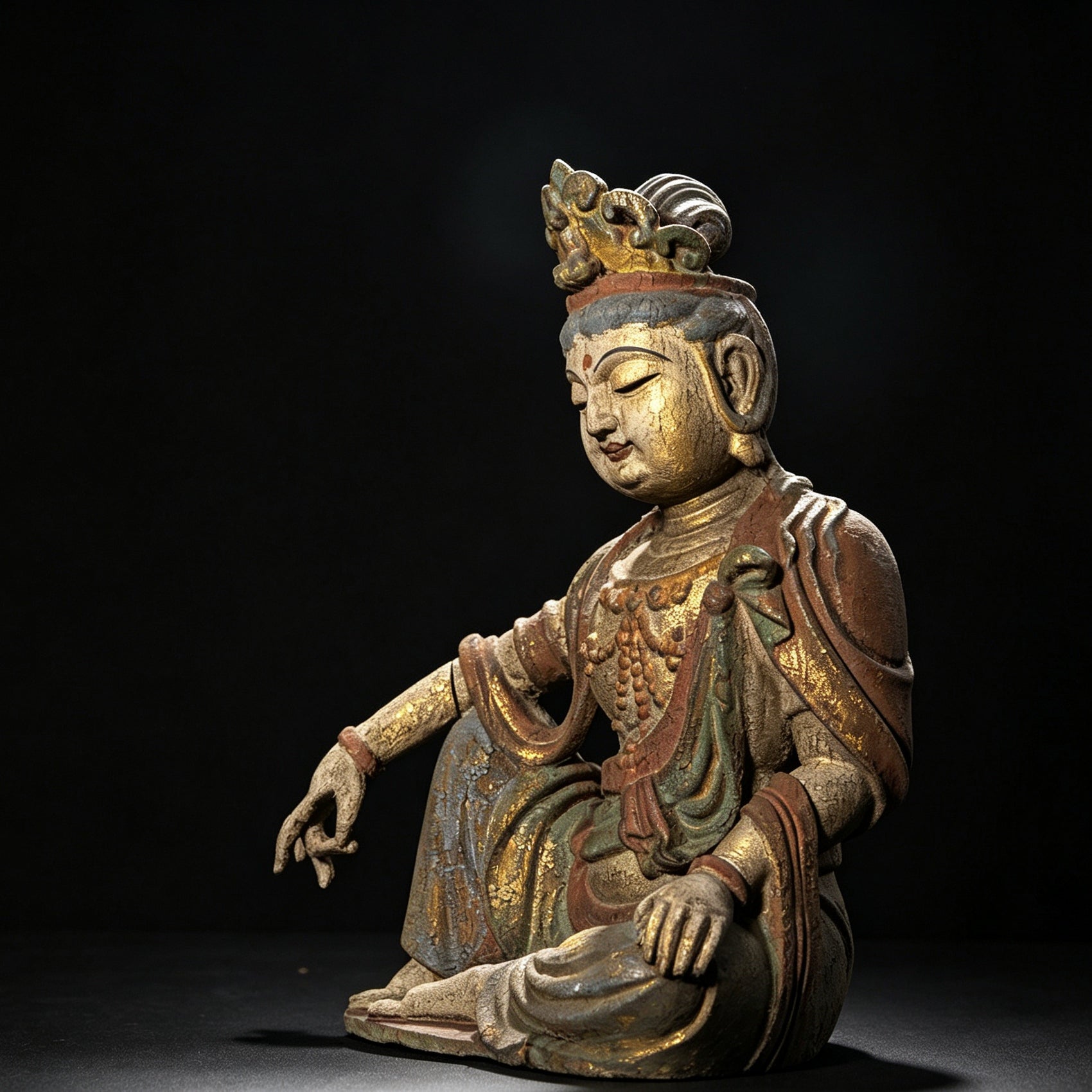 Wholesale 35cm Hand-Carved Wooden Guanyin Statue, Vintage Buddha Sculpture for Home & Zen Decor