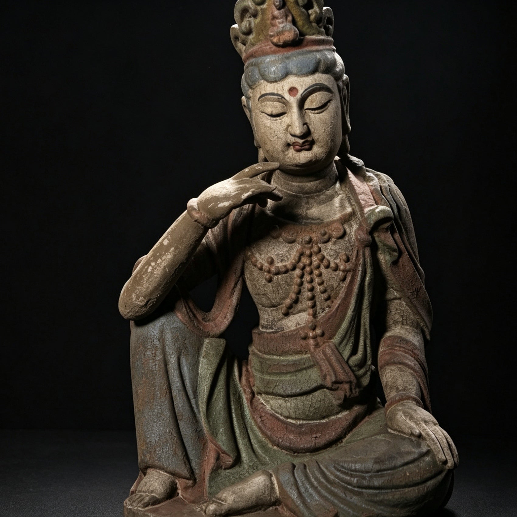 Wholesale 35cm Hand-Carved Wooden Guanyin Statue, Vintage Buddha Sculpture for Home & Zen Decor