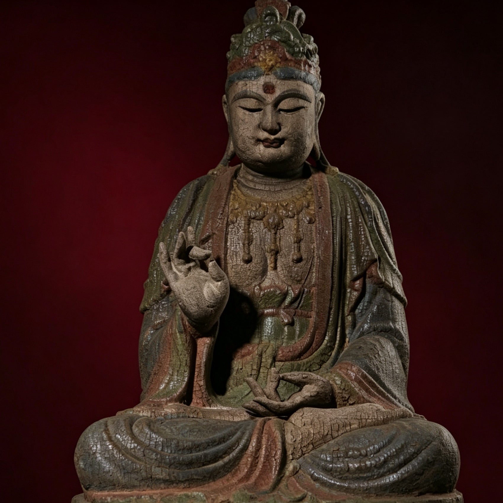Wholesale 35cm Hand-Carved Wooden Guanyin Statue, Vintage Buddha Sculpture for Home & Zen Decor