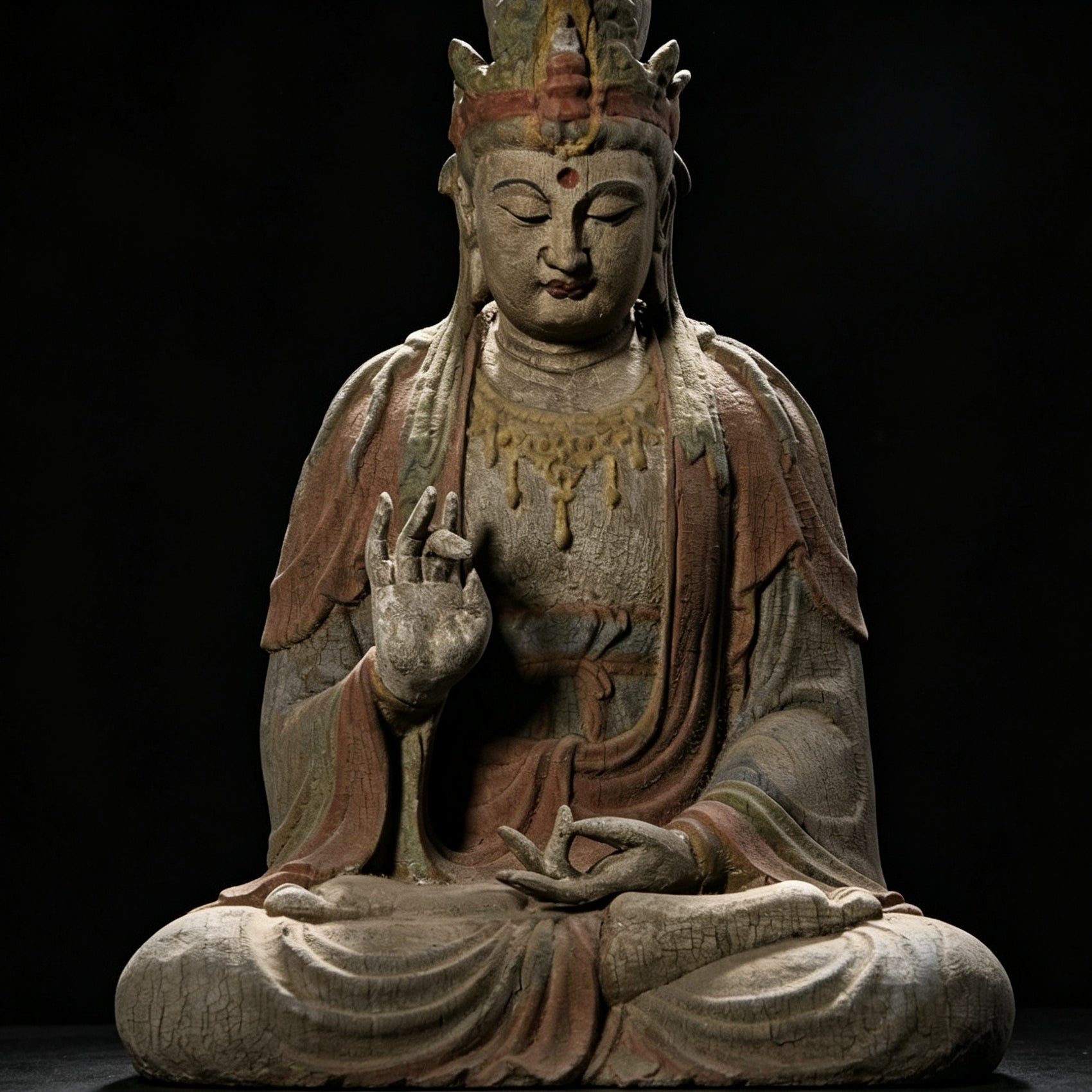 Wholesale 35cm Hand-Carved Wooden Guanyin Statue, Vintage Buddha Sculpture for Home & Zen Decor