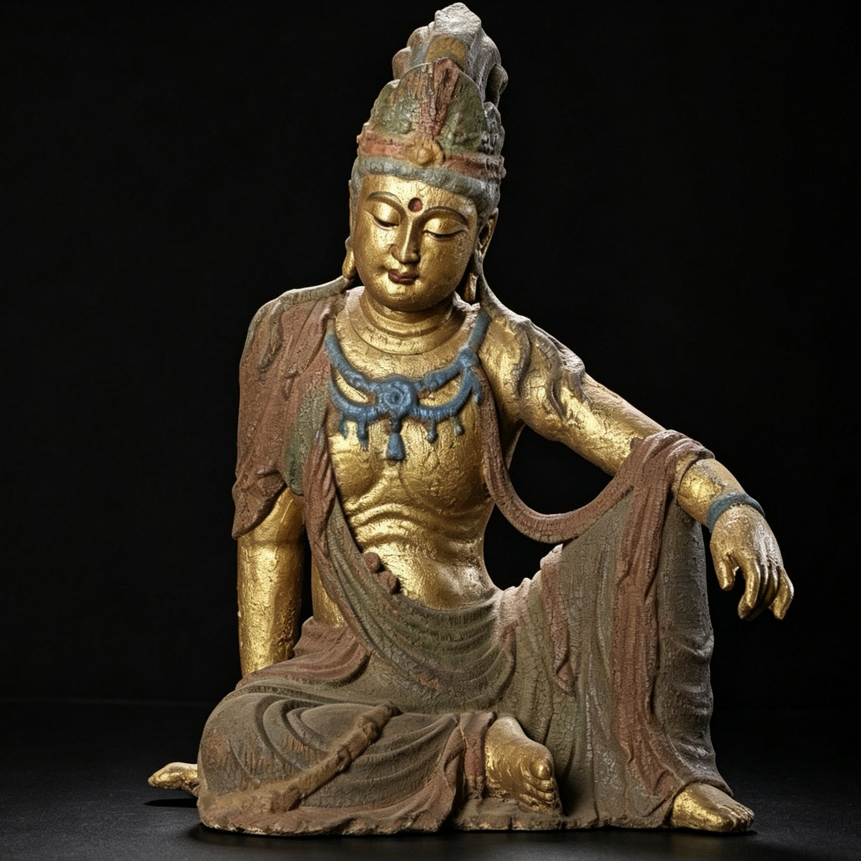 Wholesale 35cm Hand-Carved Wooden Guanyin Statue, Vintage Buddha Sculpture for Home & Zen Decor