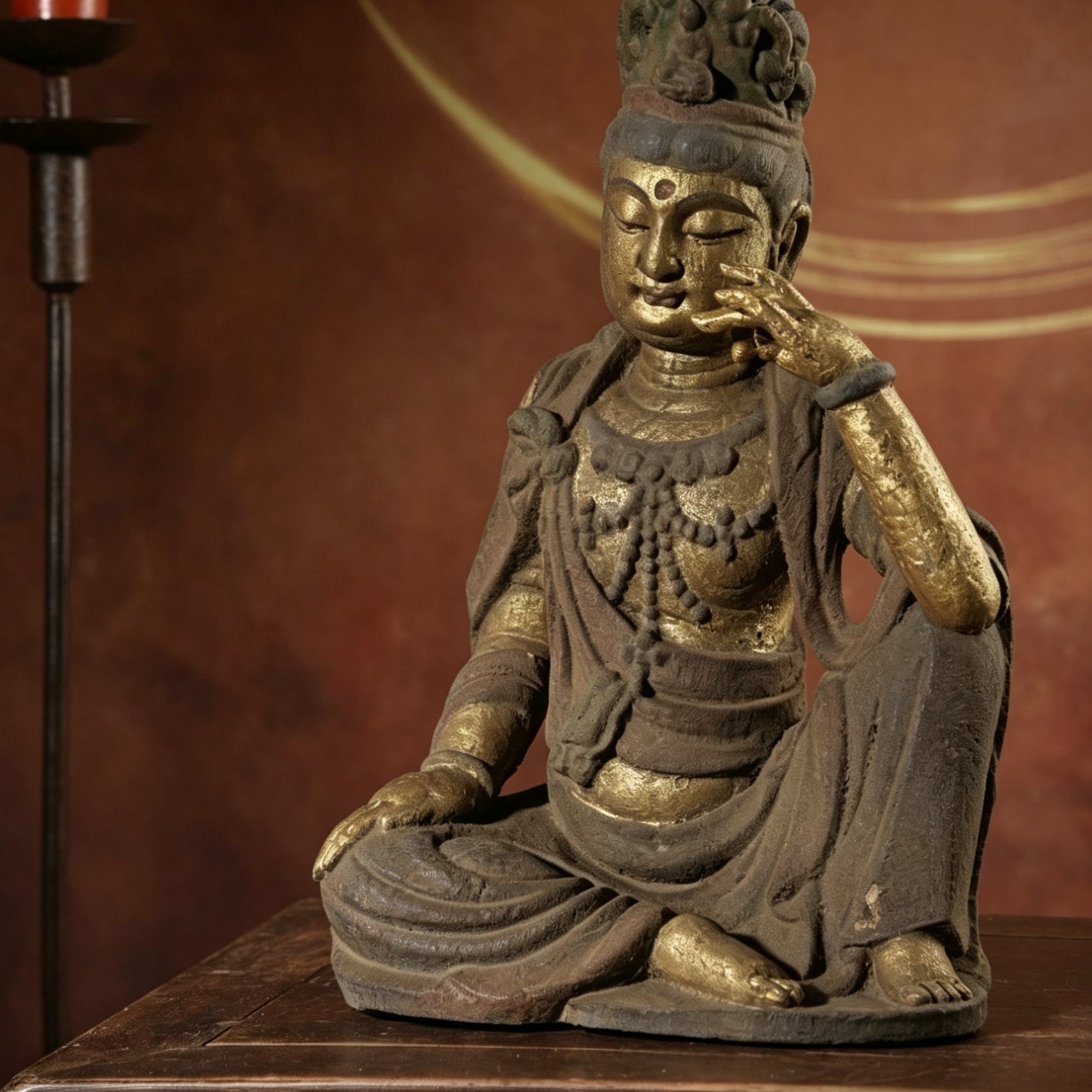 Wholesale 35cm Hand-Carved Wooden Guanyin Statue, Vintage Buddha Sculpture for Home & Zen Decor