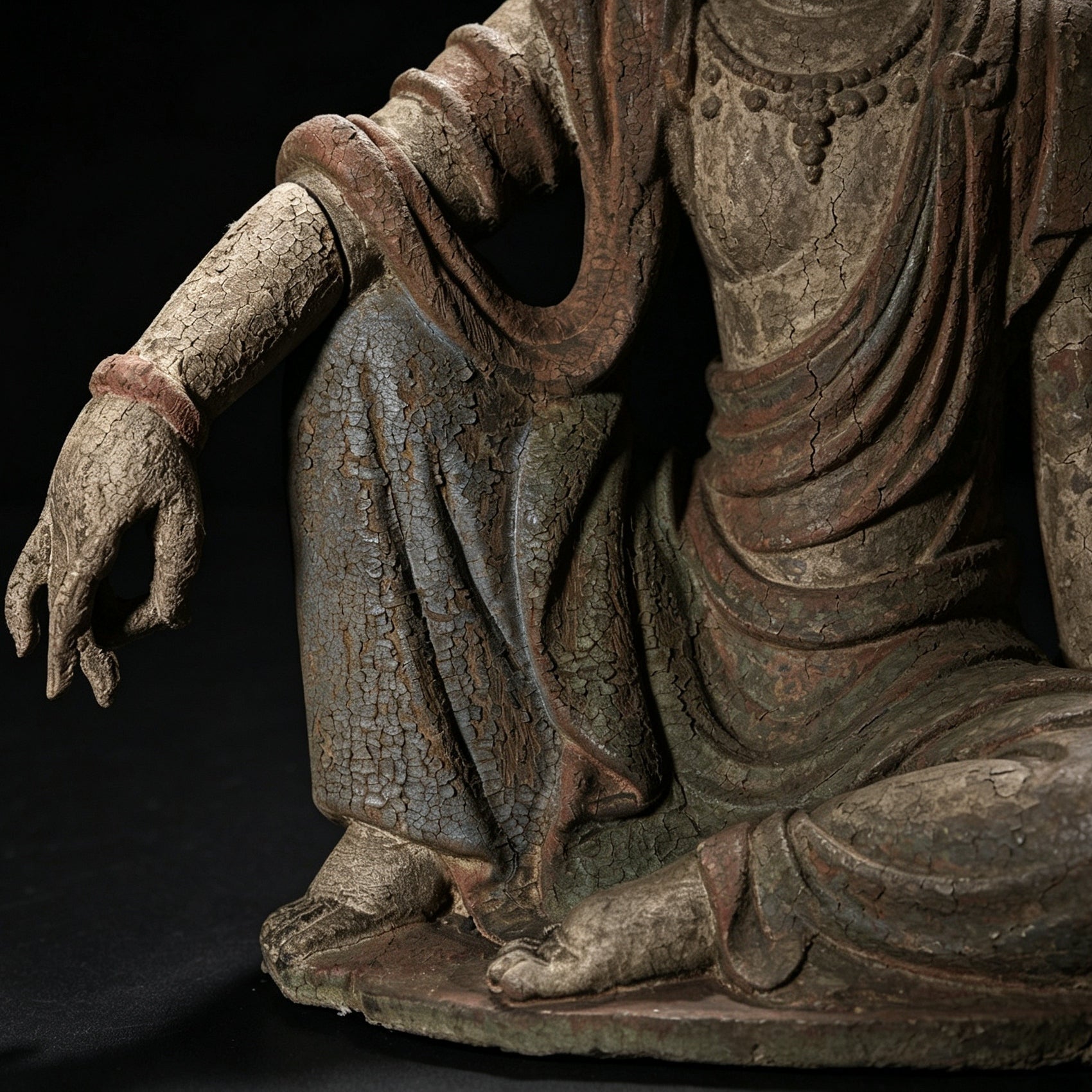 Wholesale 35cm Hand-Carved Wooden Guanyin Statue, Vintage Buddha Sculpture for Home & Zen Decor