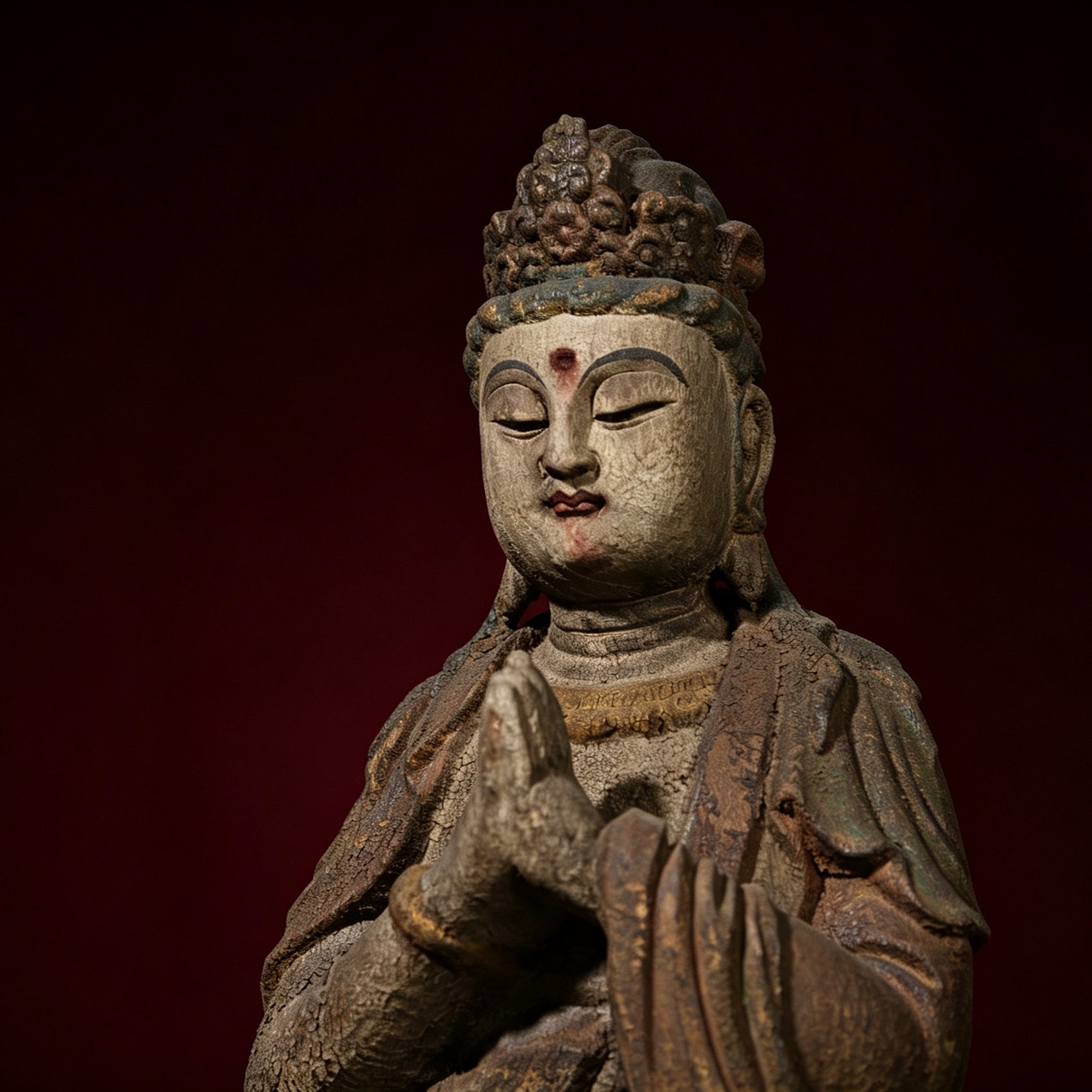 Wholesale 35cm Hand-Carved Wooden Guanyin Statue, Vintage Buddha Sculpture for Home & Zen Decor