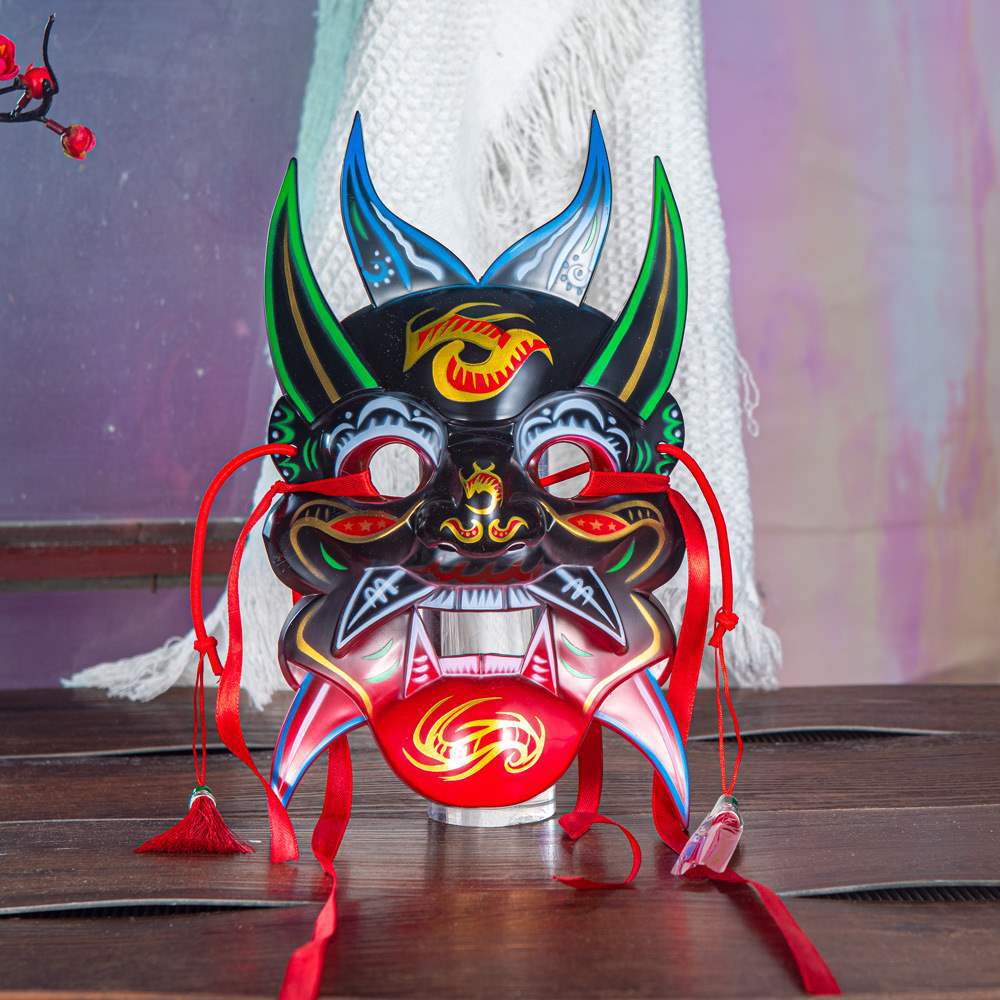 Nuo opera mask mask Guizhou handmade wood carving painting culture Guochao ethnic style temple fair mask other Halloween