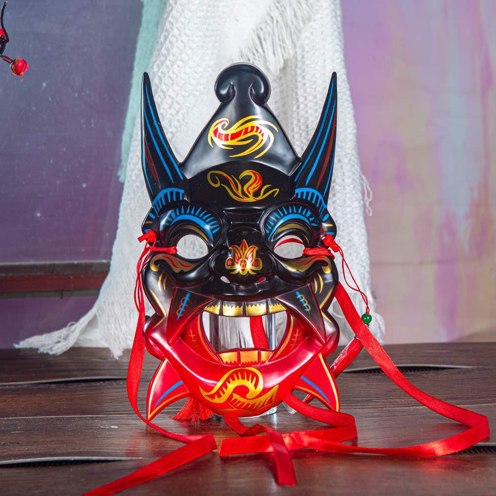 Nuo opera mask mask Guizhou handmade wood carving painting culture Guochao ethnic style temple fair mask other Halloween