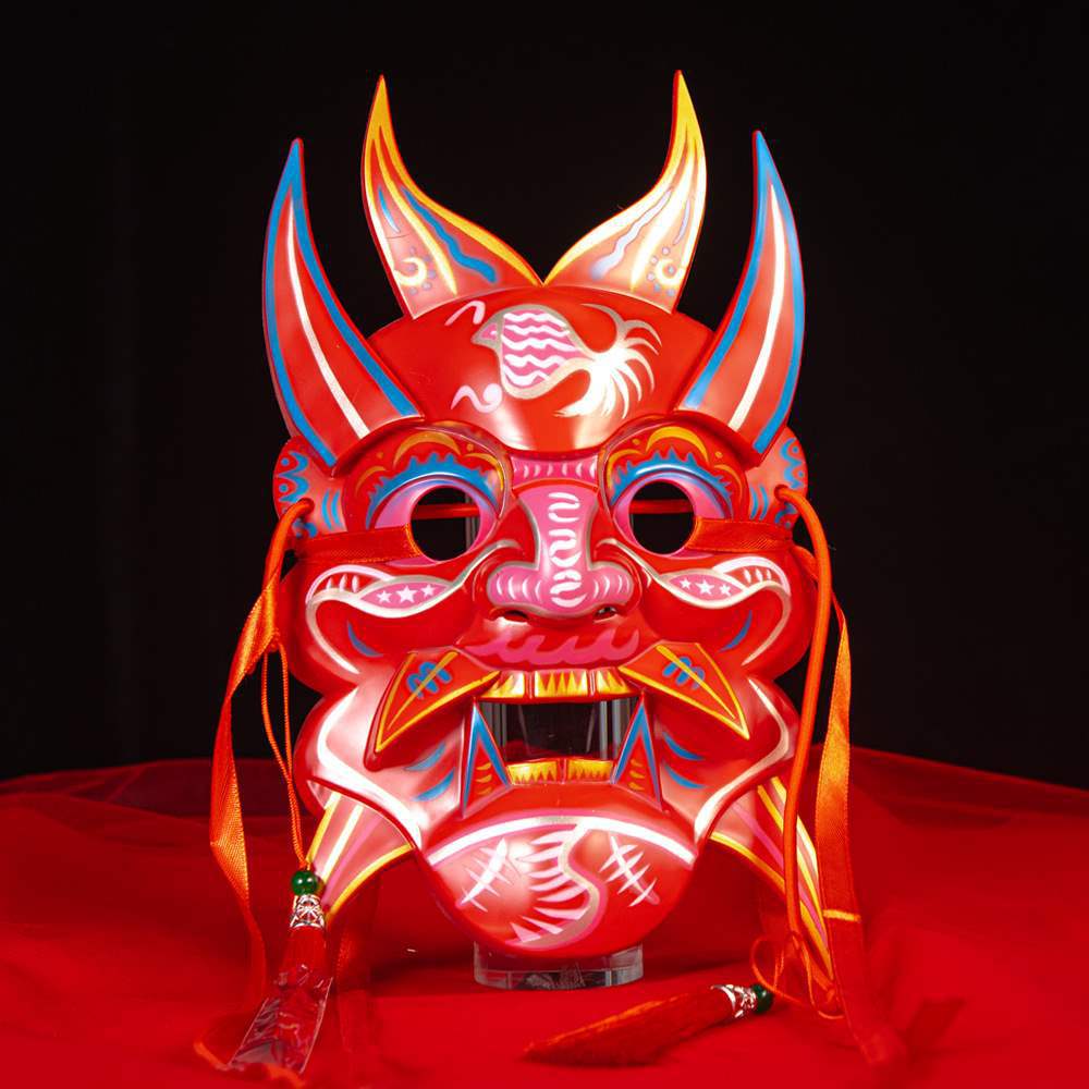 Nuo opera mask mask Guizhou handmade wood carving painting culture Guochao ethnic style temple fair mask other Halloween