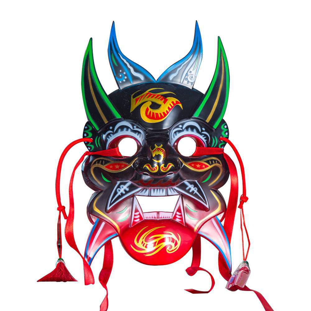 Nuo opera mask mask Guizhou handmade wood carving painting culture Guochao ethnic style temple fair mask other Halloween