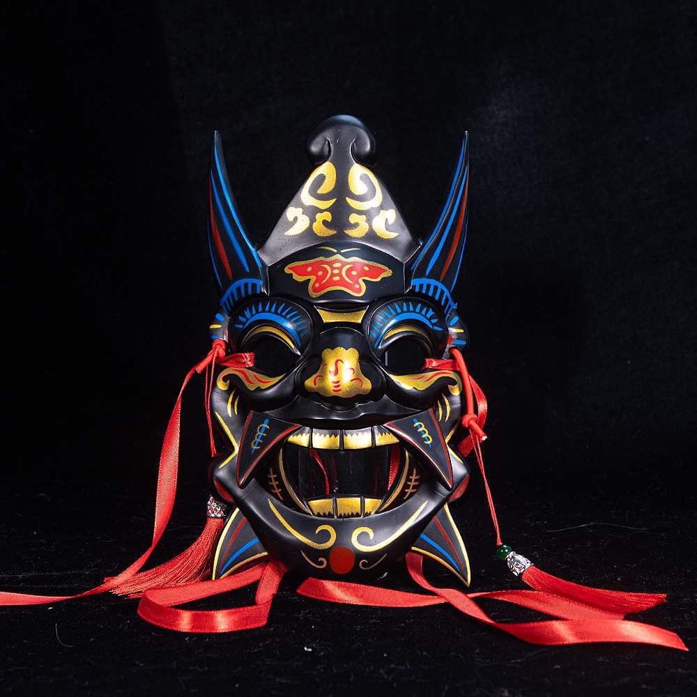 Nuo opera mask mask Guizhou handmade wood carving painting culture Guochao ethnic style temple fair mask other Halloween