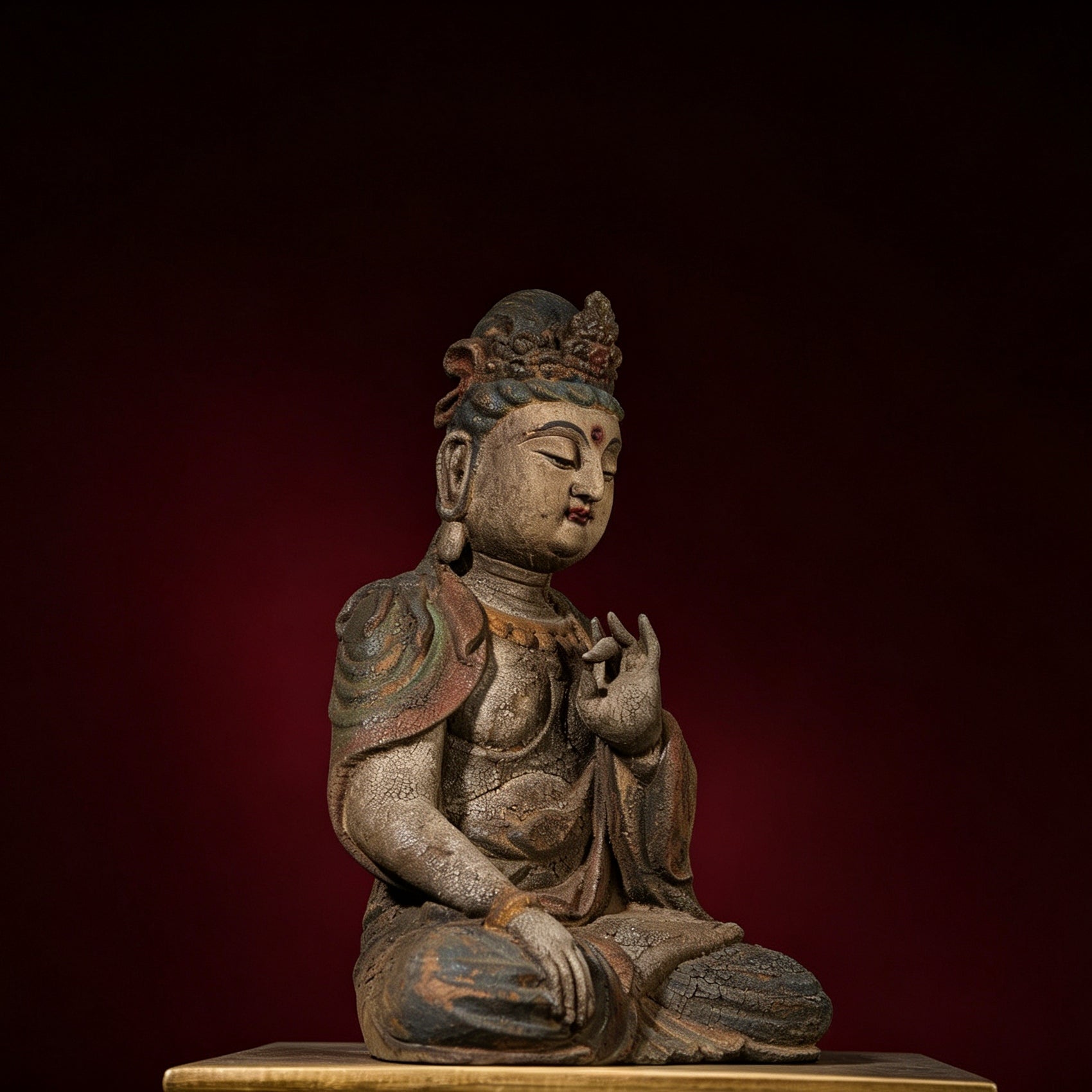 Wholesale 35cm Hand-Carved Wooden Guanyin Statue, Vintage Buddha Sculpture for Home & Zen Decor