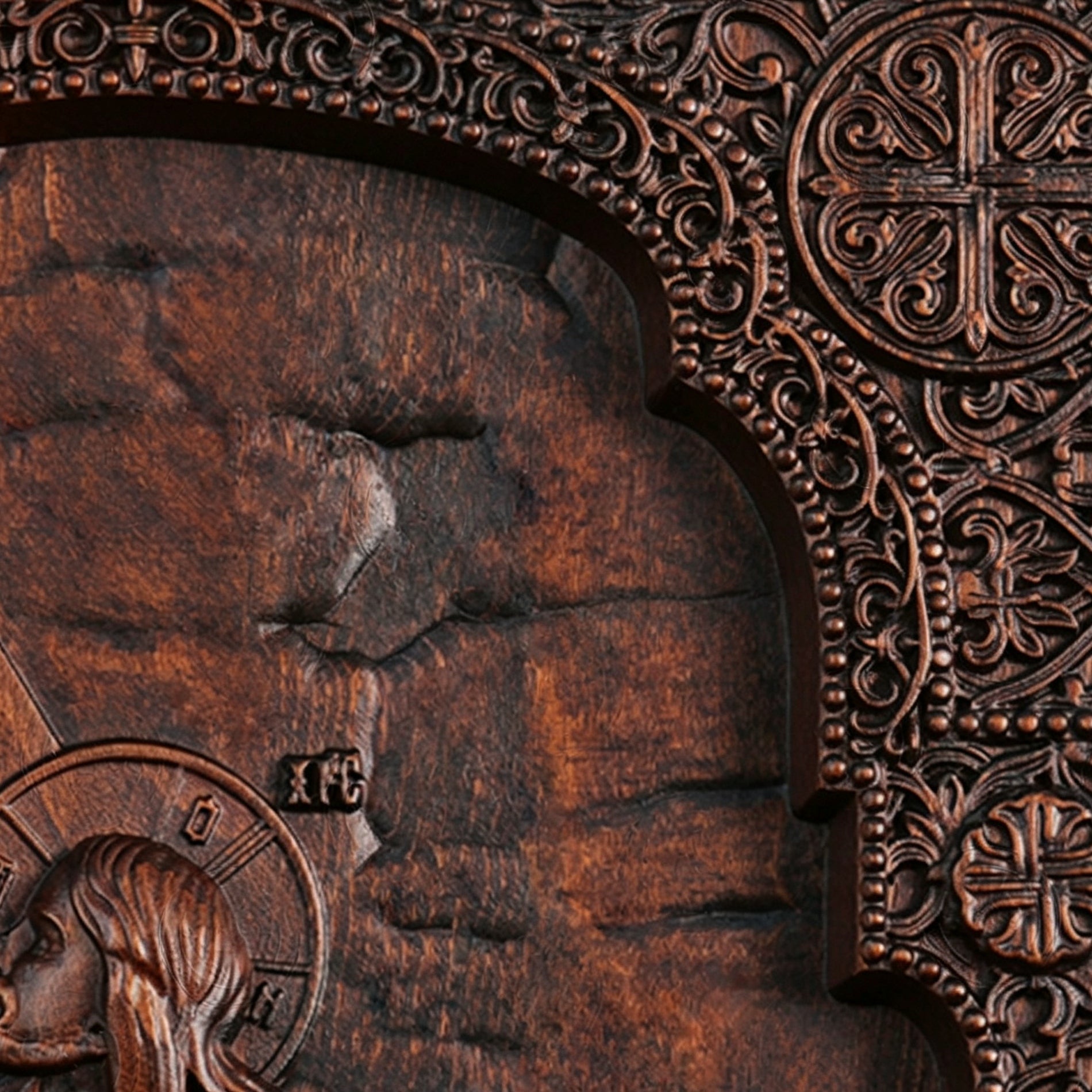 Jesus Carrying Cross Wood Carving Icon | Religious Wall Art, Christian Home Decor, Handmade Catholic Gift