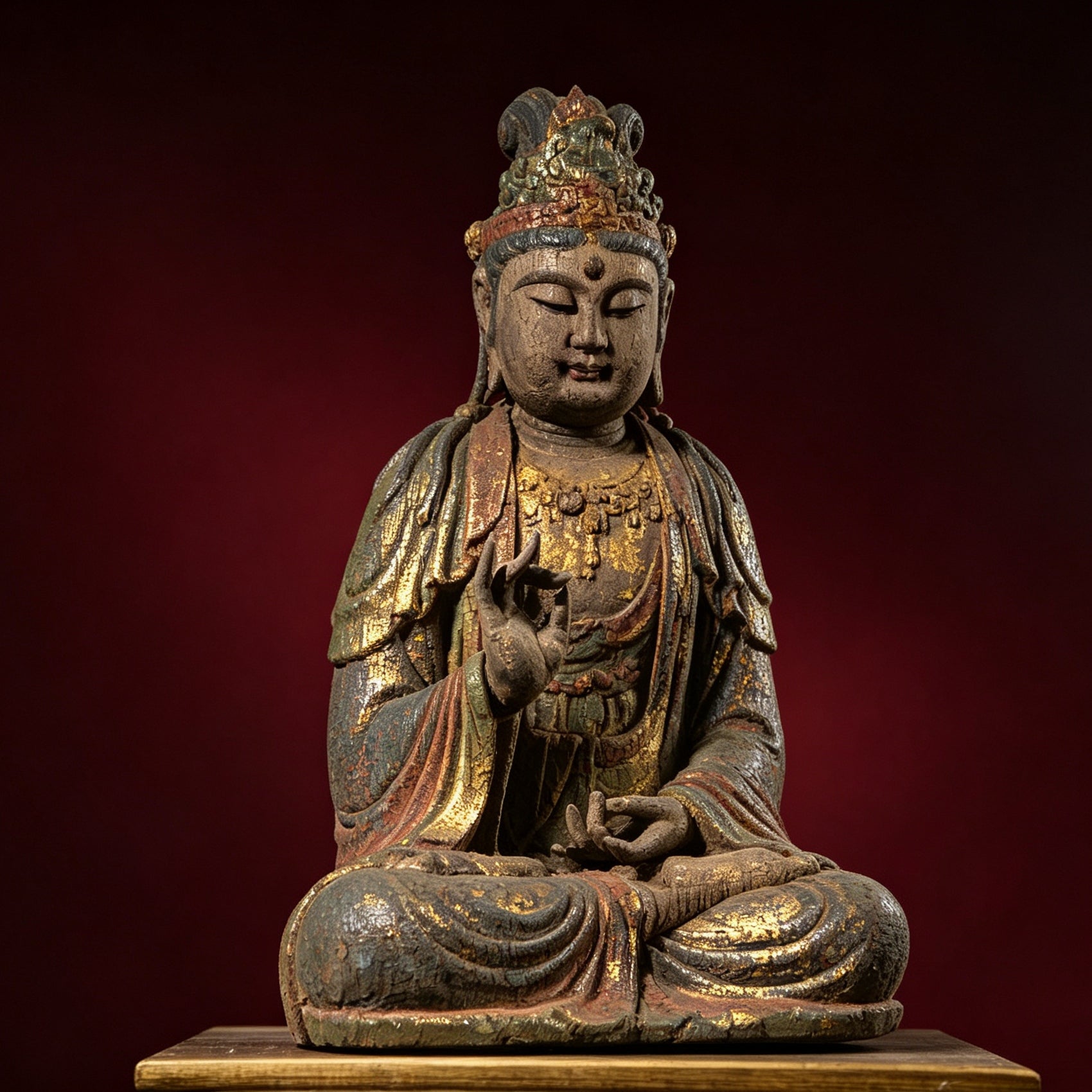 Wholesale 35cm Hand-Carved Wooden Guanyin Statue, Vintage Buddha Sculpture for Home & Zen Decor