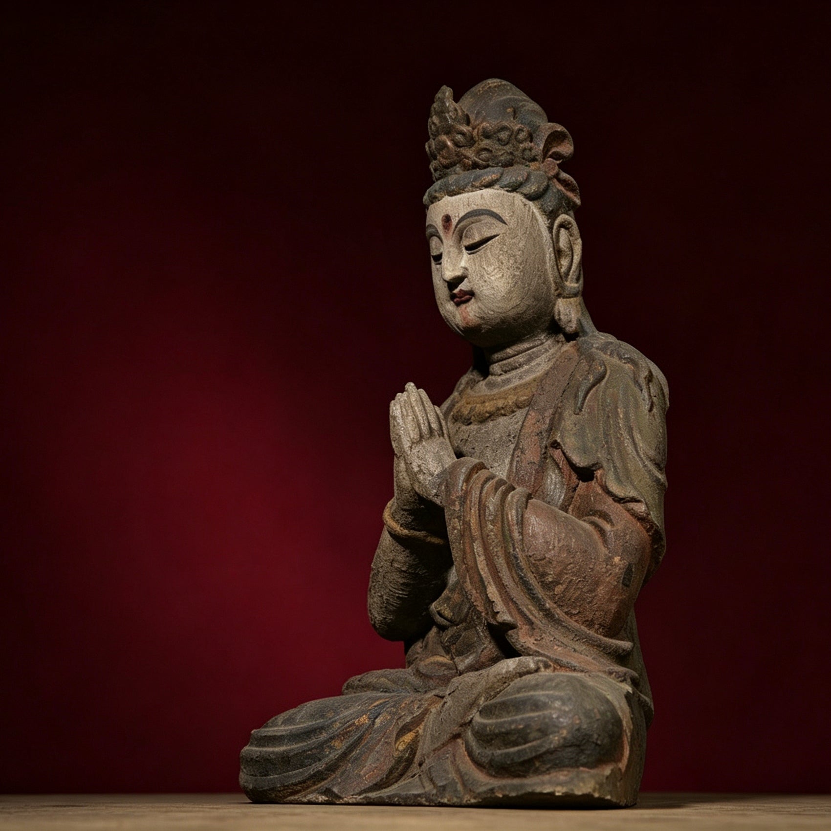 Wholesale 35cm Hand-Carved Wooden Guanyin Statue, Vintage Buddha Sculpture for Home & Zen Decor