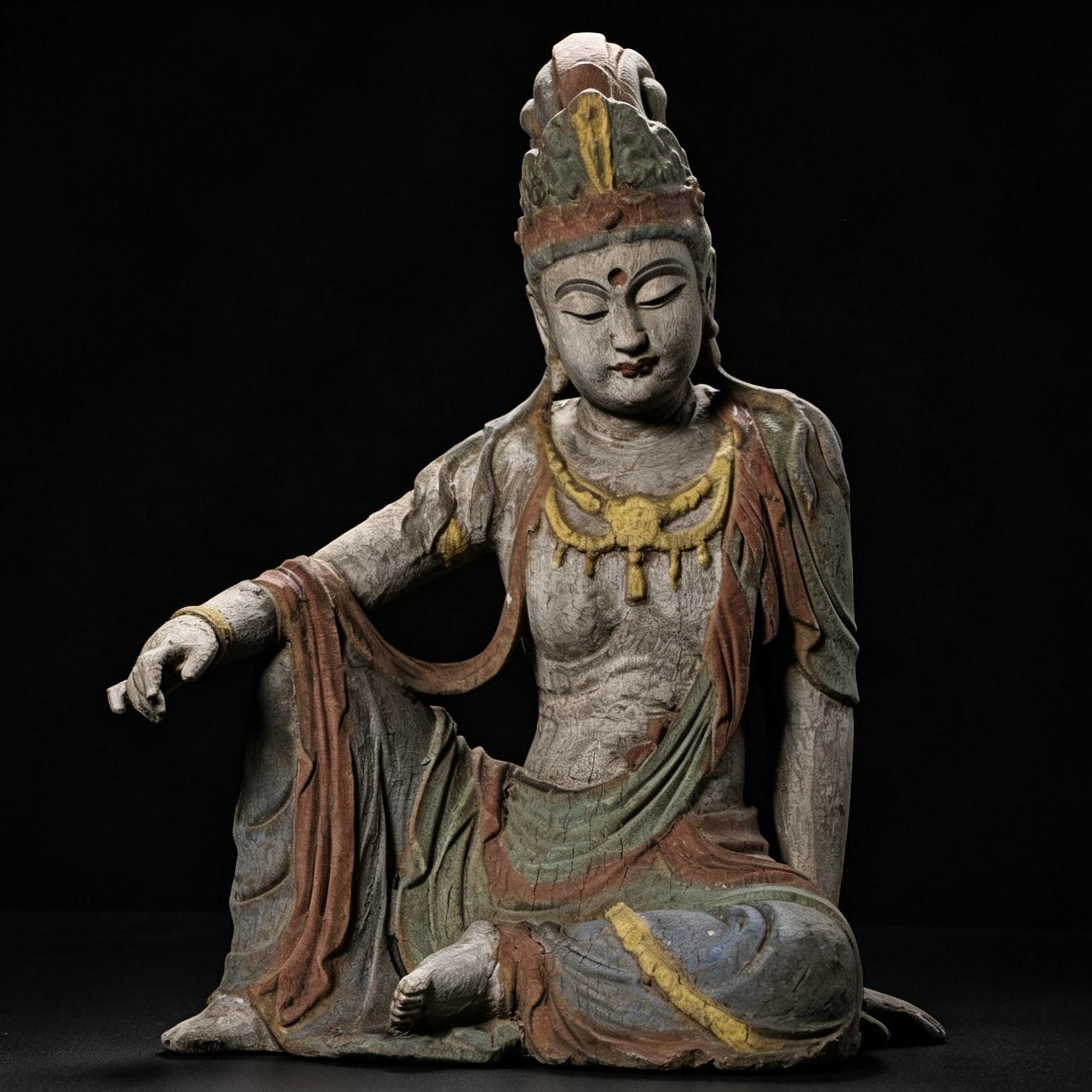 Wholesale 35cm Hand-Carved Wooden Guanyin Statue, Vintage Buddha Sculpture for Home & Zen Decor