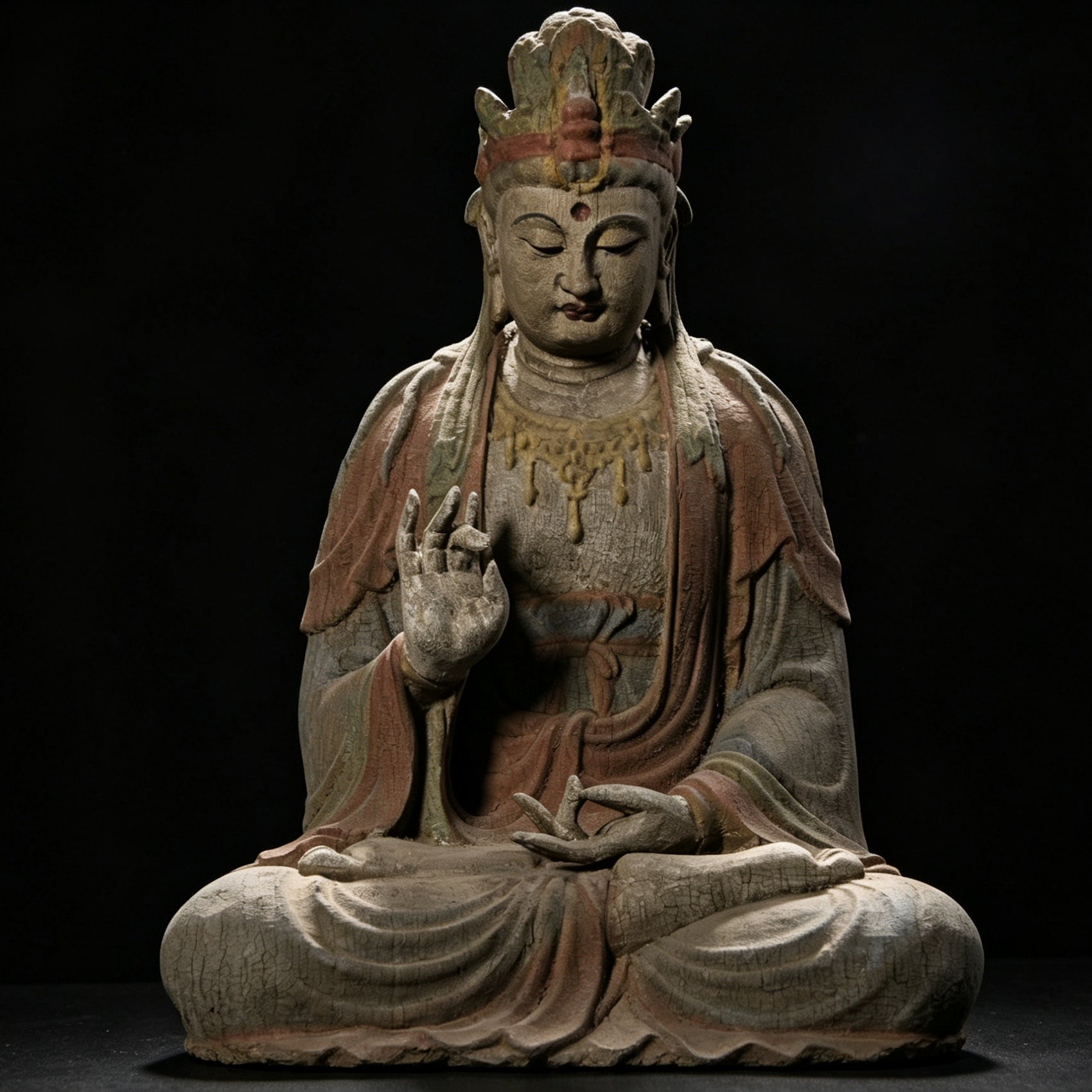 Wholesale 35cm Hand-Carved Wooden Guanyin Statue, Vintage Buddha Sculpture for Home & Zen Decor
