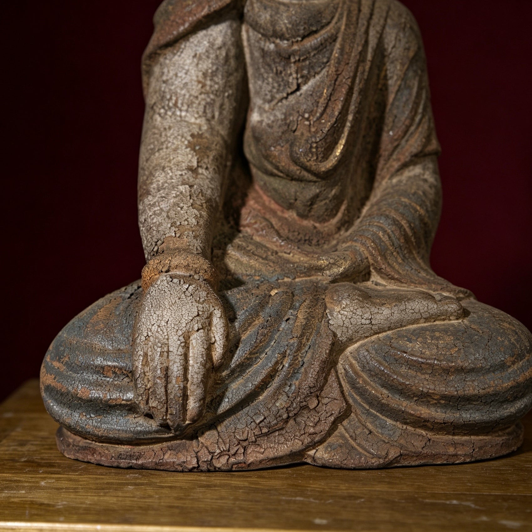 Wholesale 35cm Hand-Carved Wooden Guanyin Statue, Vintage Buddha Sculpture for Home & Zen Decor