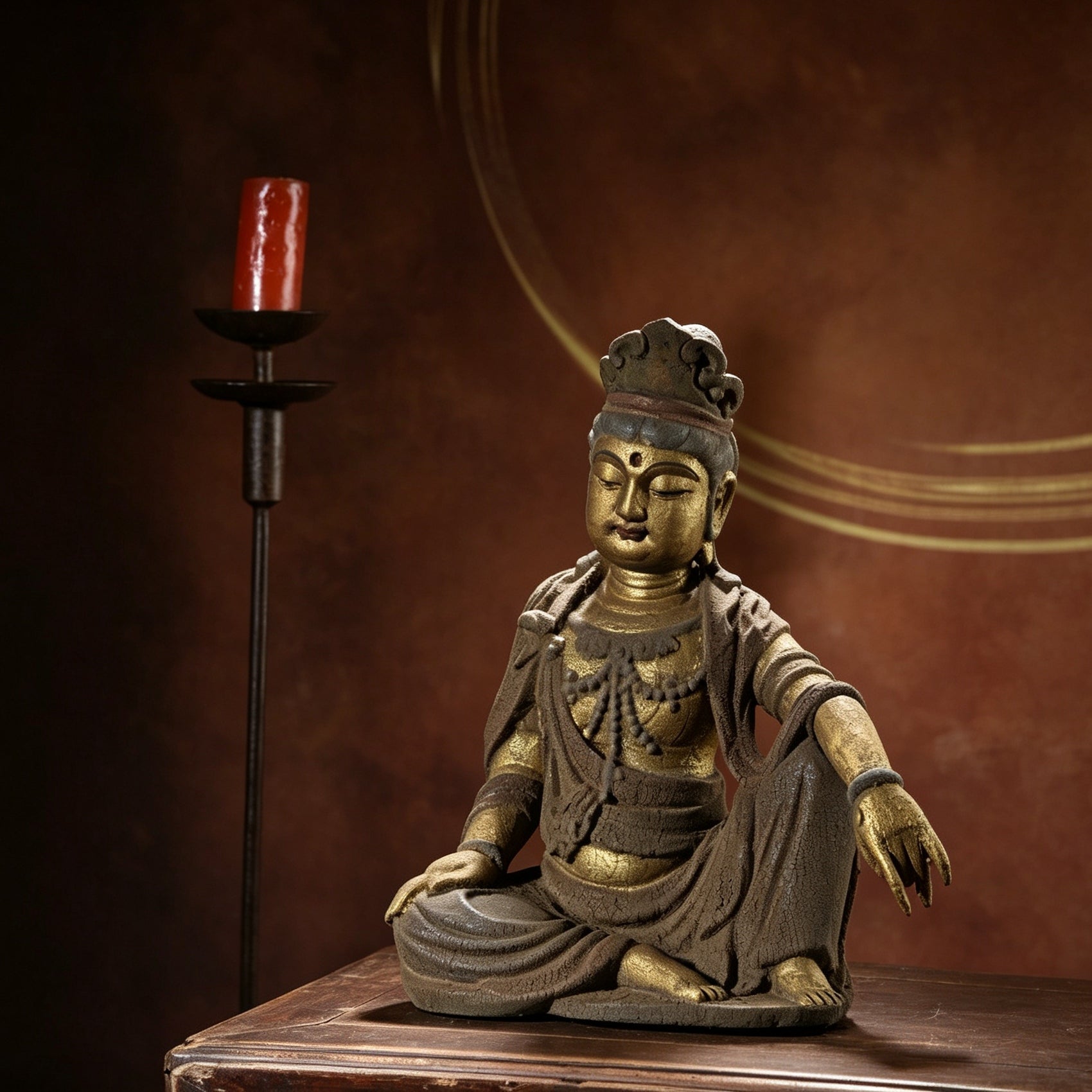 Wholesale 35cm Hand-Carved Wooden Guanyin Statue, Vintage Buddha Sculpture for Home & Zen Decor