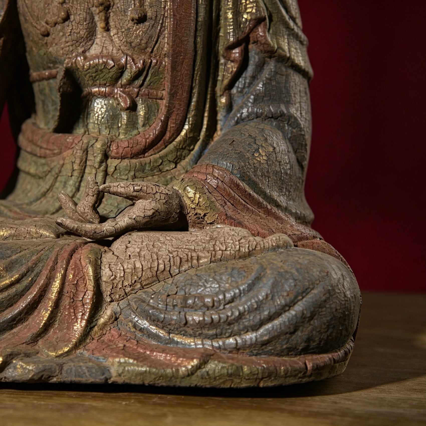 Wholesale 35cm Hand-Carved Wooden Guanyin Statue, Vintage Buddha Sculpture for Home & Zen Decor
