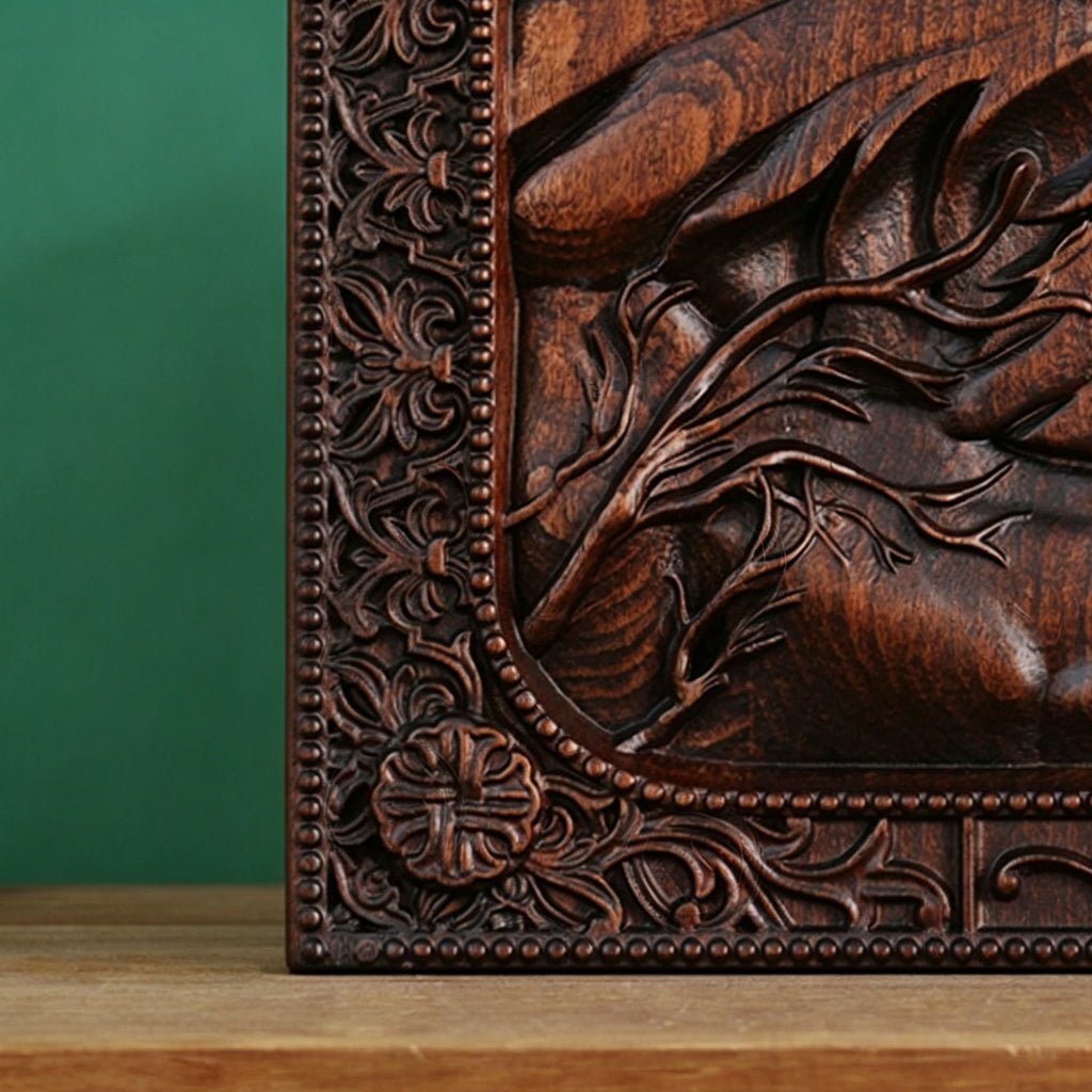 Jesus Carrying Cross Wood Carving Icon | Religious Wall Art, Christian Home Decor, Handmade Catholic Gift