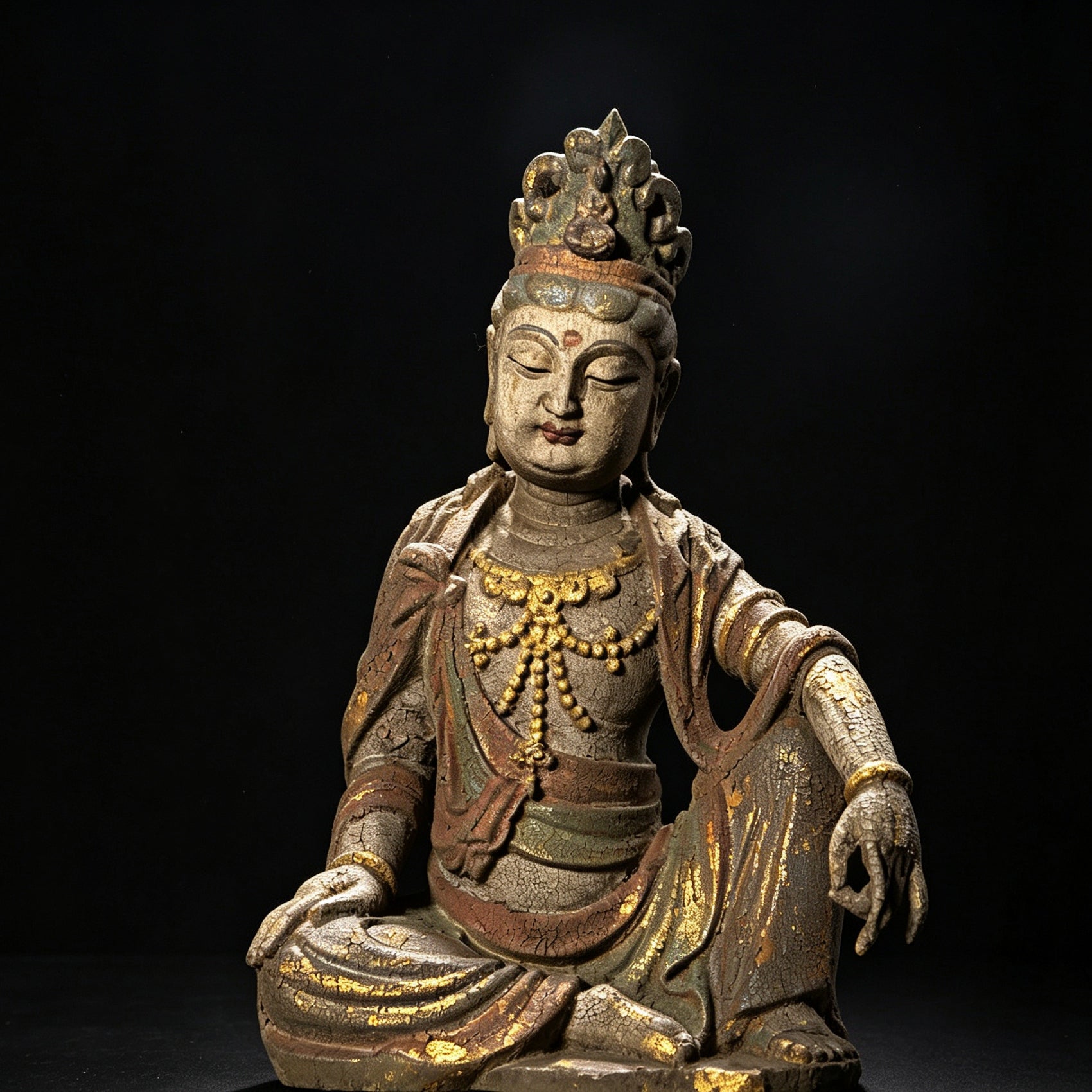 Wholesale 35cm Hand-Carved Wooden Guanyin Statue, Vintage Buddha Sculpture for Home & Zen Decor