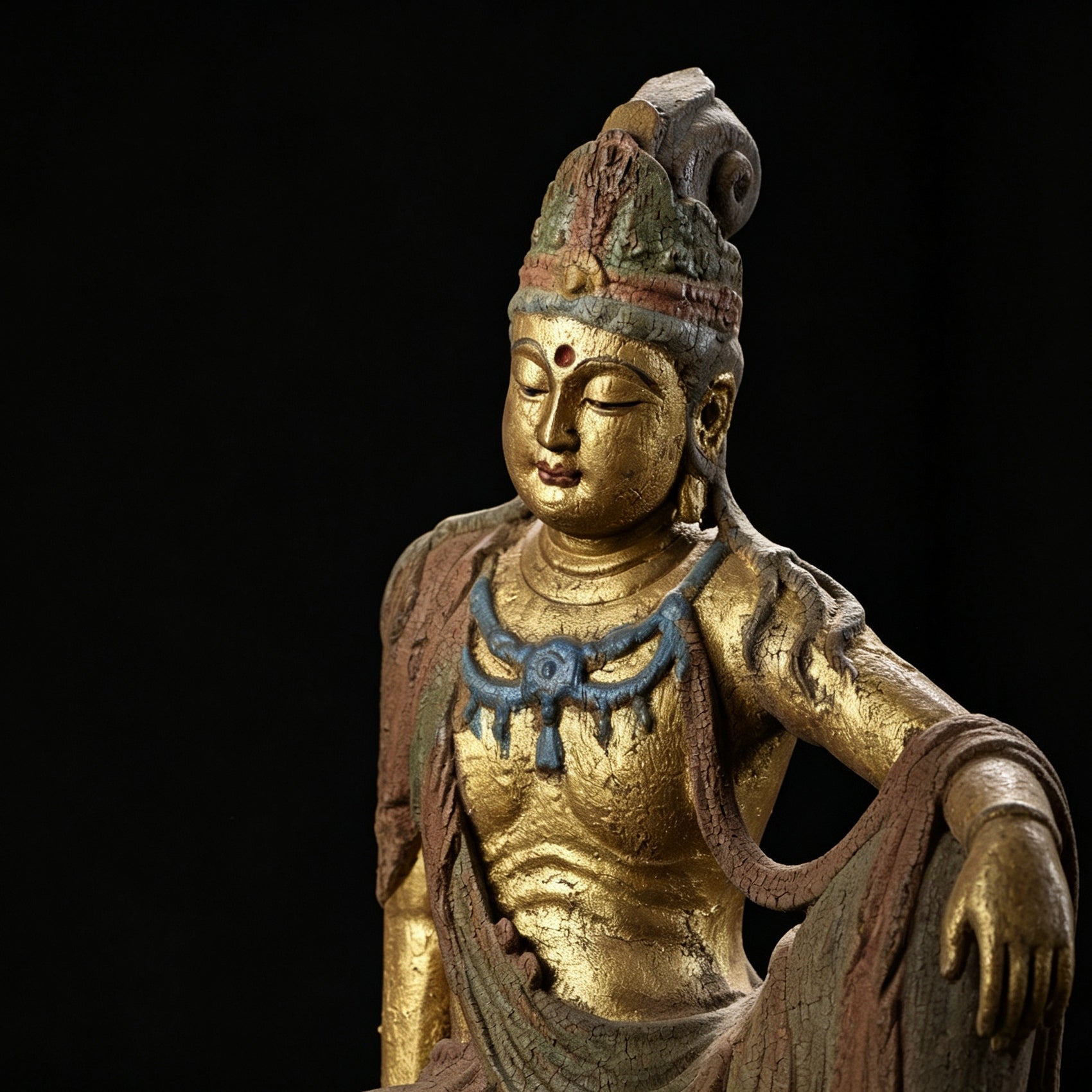Wholesale 35cm Hand-Carved Wooden Guanyin Statue, Vintage Buddha Sculpture for Home & Zen Decor