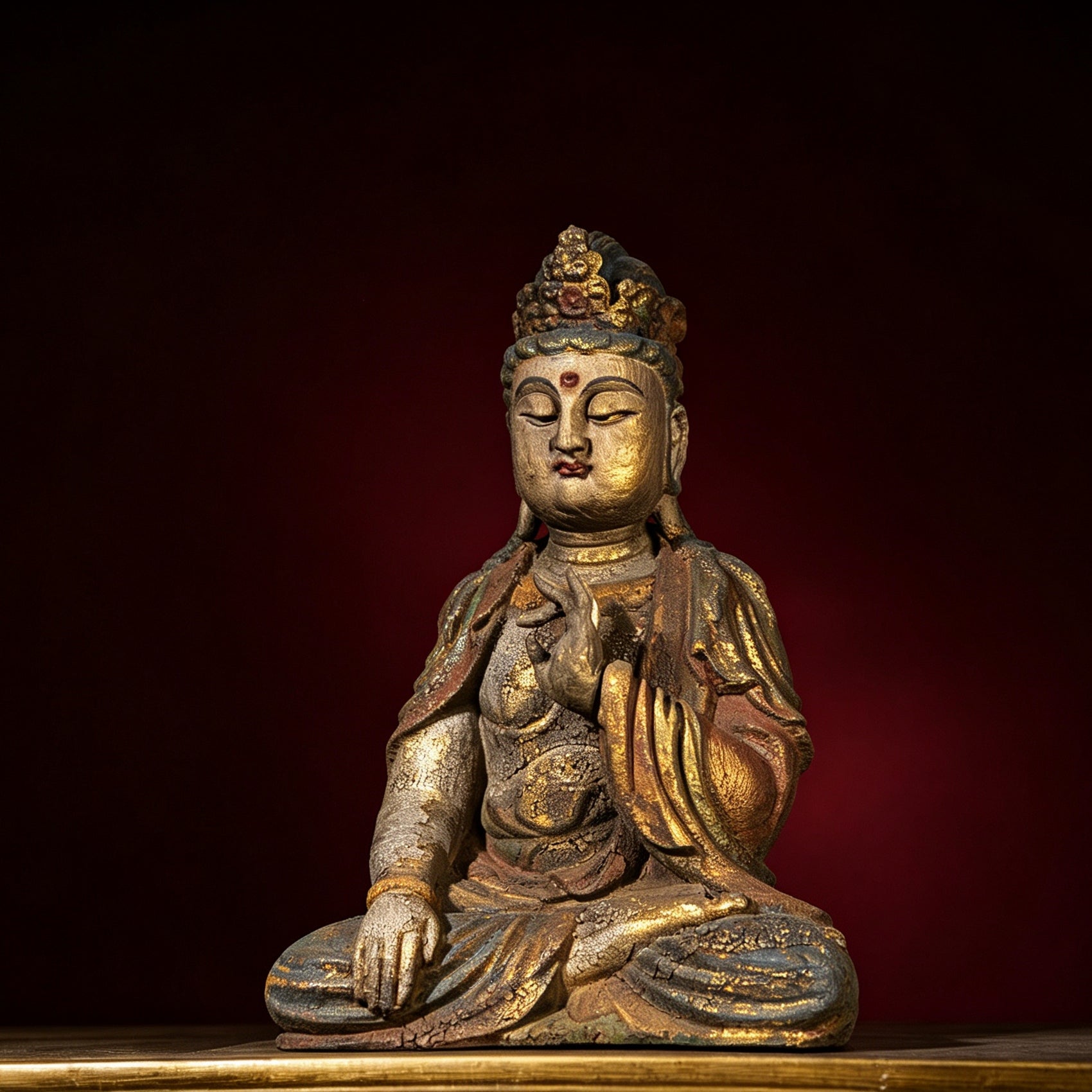 Wholesale 35cm Hand-Carved Wooden Guanyin Statue, Vintage Buddha Sculpture for Home & Zen Decor
